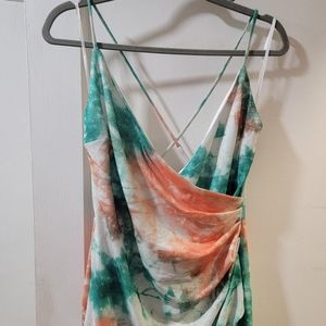 Green and orange dress ready for a night out